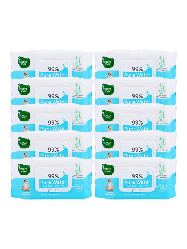 Mother Sparsh 99% Pure Water Baby Wipes - Pack Of 10