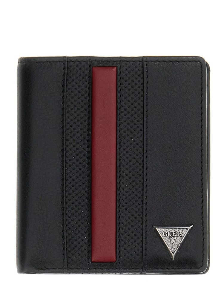 guess fashion Guess Black Leather Striped Men Wallet-picture-11