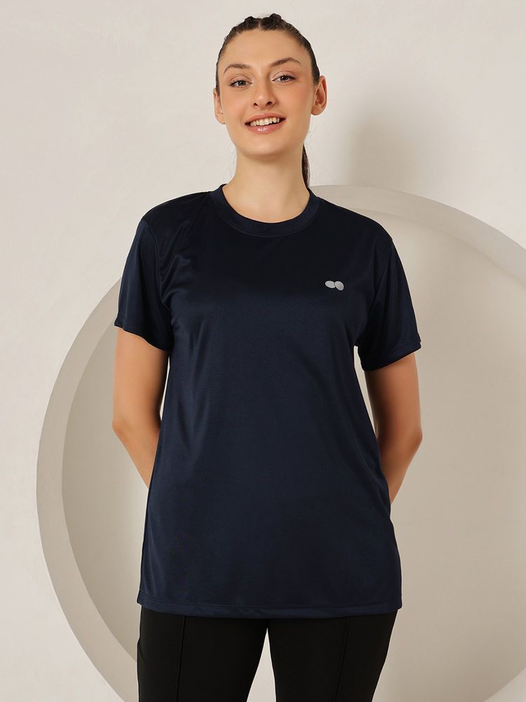 Clovia Comfort Fit Active T-Shirt -Blue-picture-15