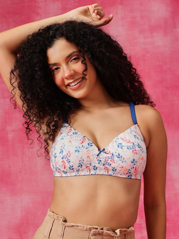 Clovia Padded Non-Wired Full Coverage Floral Print Multiway T-shirt Bra (Multi-Color)-picture-32