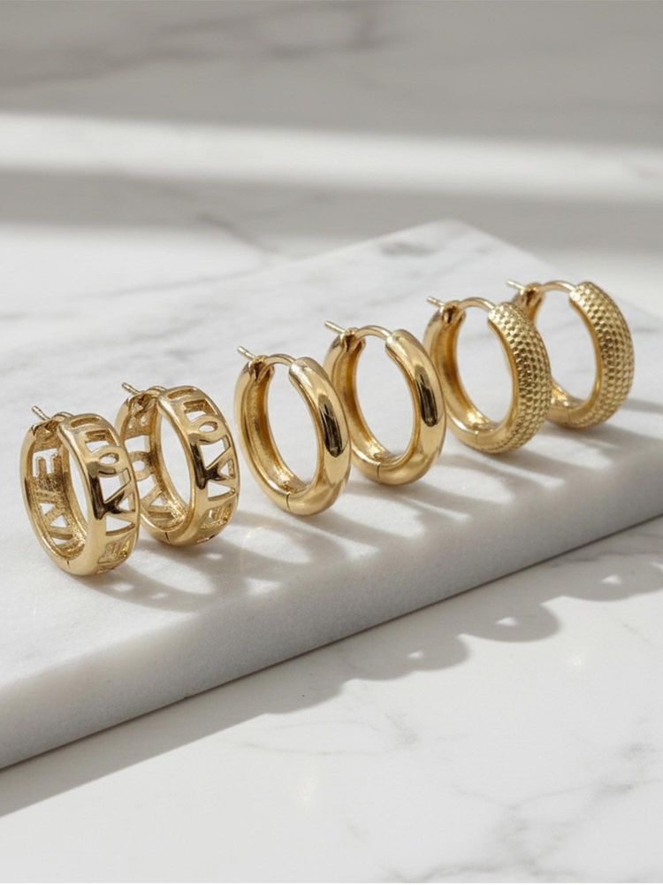 I Jewels Gold Plated Combo Hoop Earrings For Women (Pack of 3)-picture-12