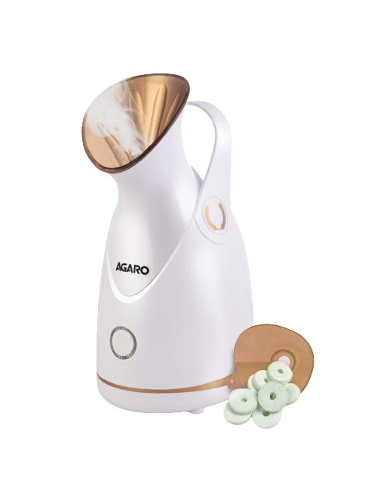 AGARO Facial Steamer Nano Ionic Hot Steam, 100ML Tank, Hot Mist Moisturizing, Home Sauna, Rose Gold