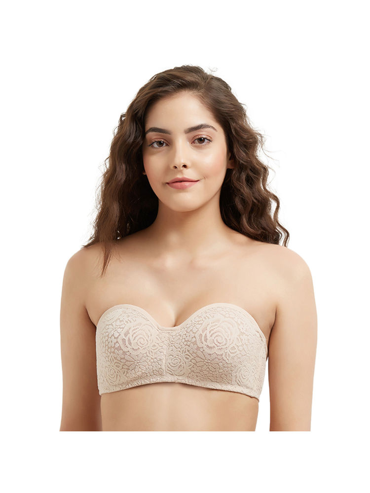 Wacoal Halo Lace Non-Padded Wired 3/4Th Cup Lace Everyday Comfort Bra - Beige-image-3