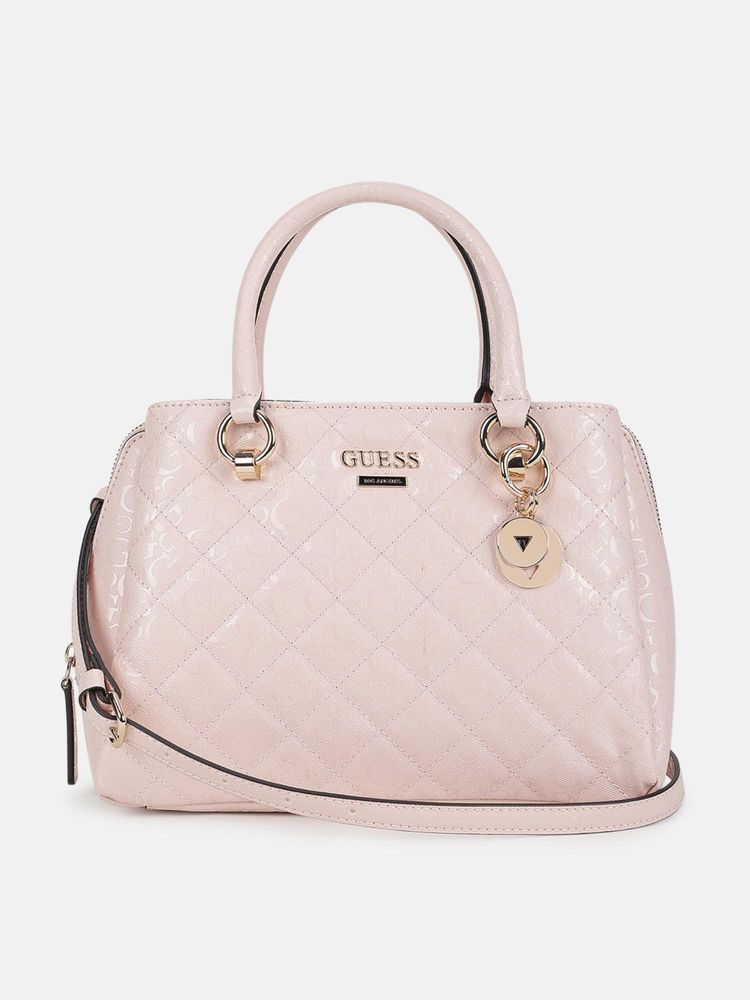 Guess Pink Quilted Wilbur Satchel Bag-image-10