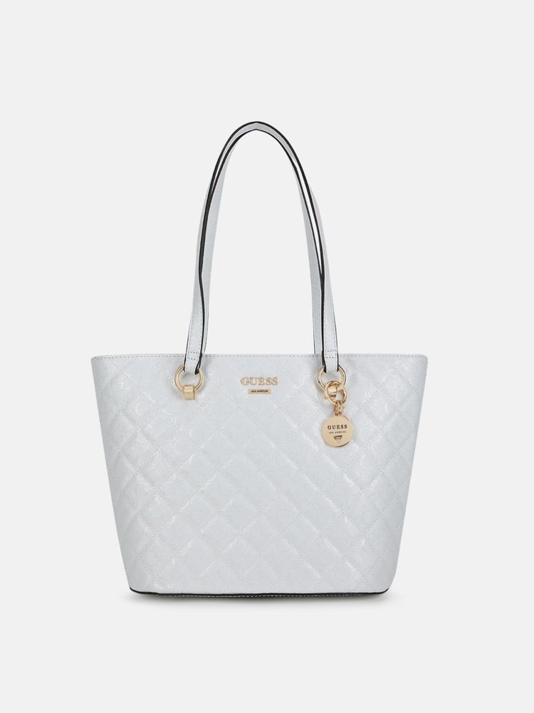 guess fashion Guess White Quilted Wilbur Tote Bag-picture-16