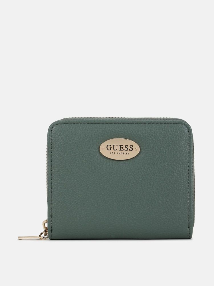 Guess Green Solid Eastover Zip-Around Wallet-image-16