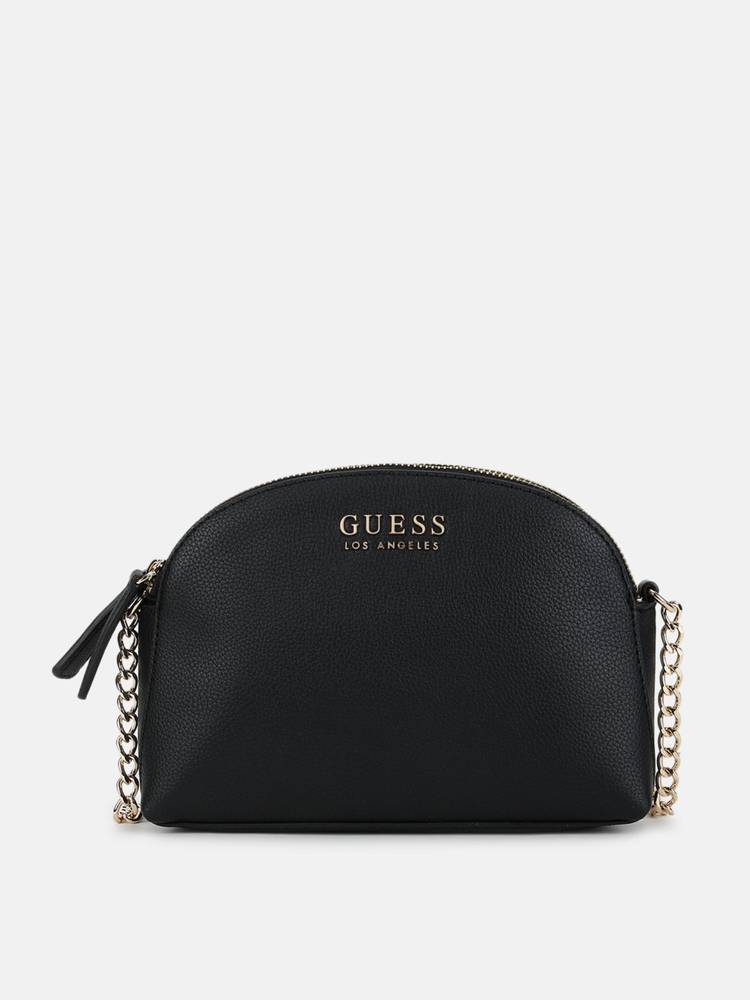 guess fashion Guess Black Solid Archer Top Zip Sling Bag-picture-13