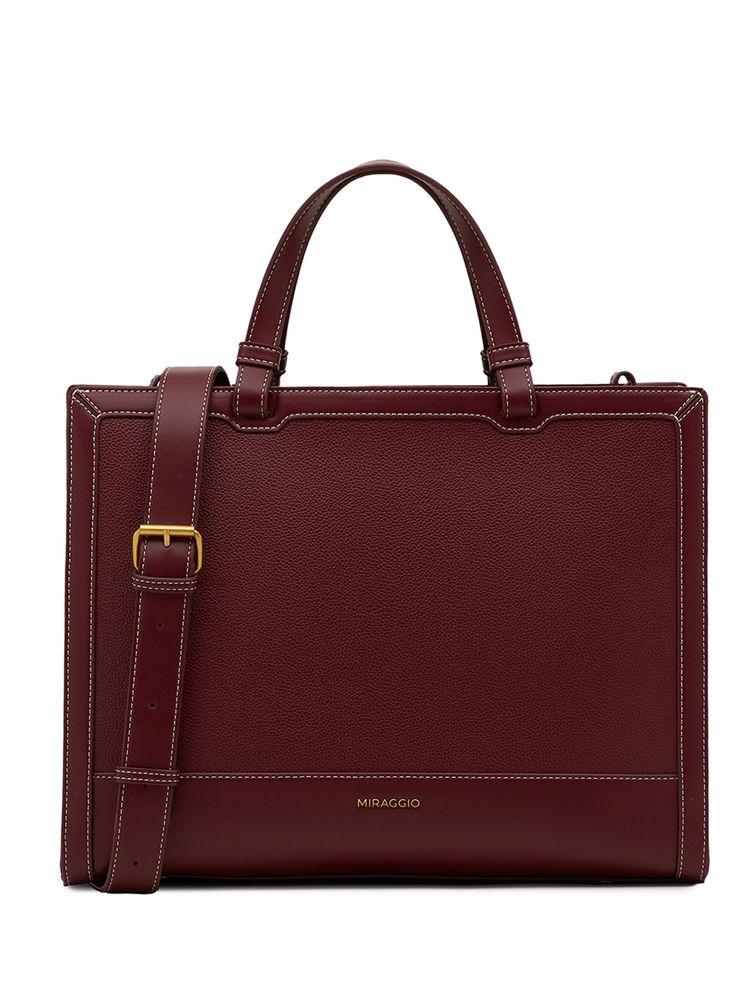 MIRAGGIO Wine Rebecca Tote Bag with Detachable Strap (L)