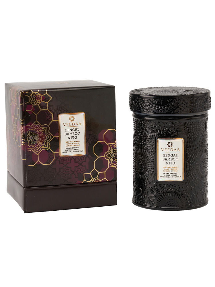 Veedaa Candles Bengal Bamboo & Fig Mandala Glass Scented Candle-picture-12
