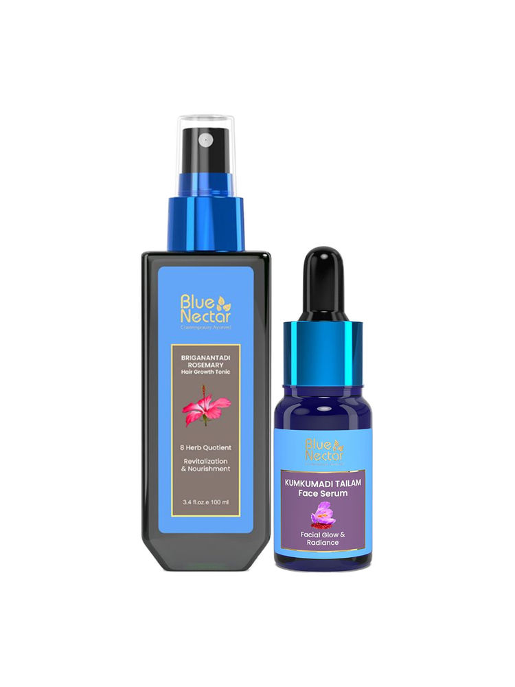 Blue Nectar Kumkumadi Serum + Hair Tonic Combo-image-16