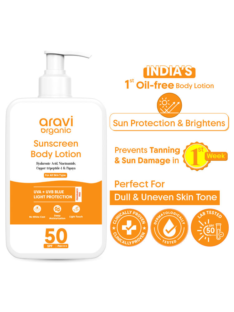 Aravi Organic Oil-Free SPF50+ Sunscreen Body Lotion With PA++++, Hyaluronic Acid & Niacinamide-image-21