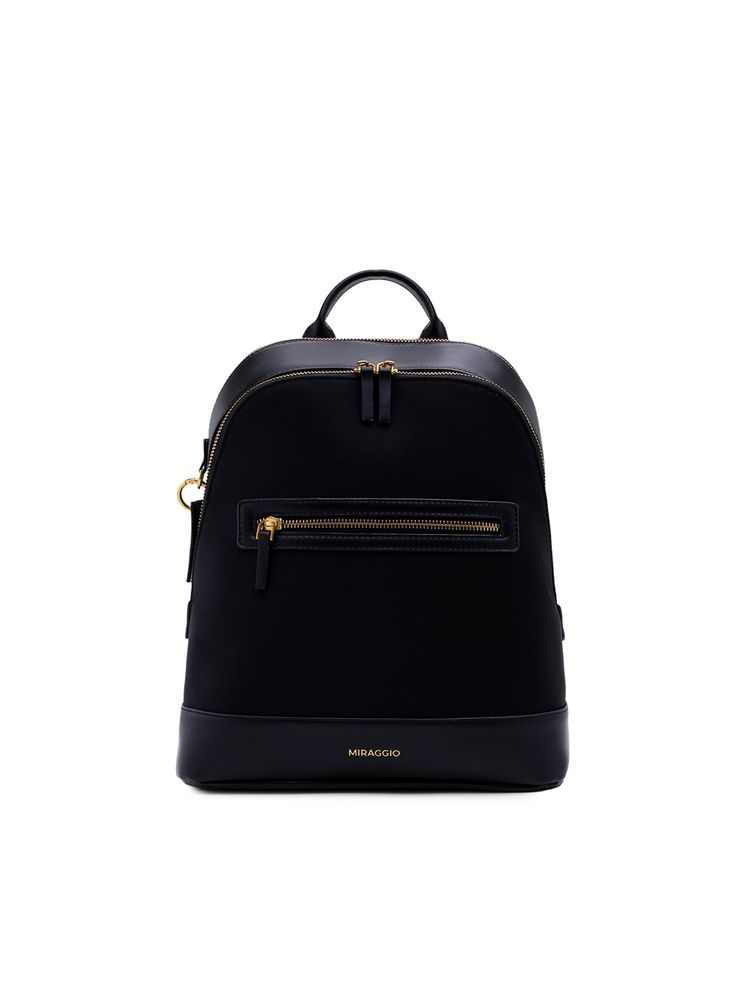 MIRAGGIO Women Black Solid Sloane Backpack (L)