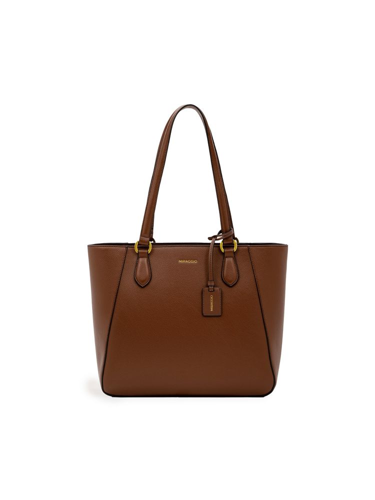 MIRAGGIO Women Brown Textured Cali Tote Bag (L)-image-26