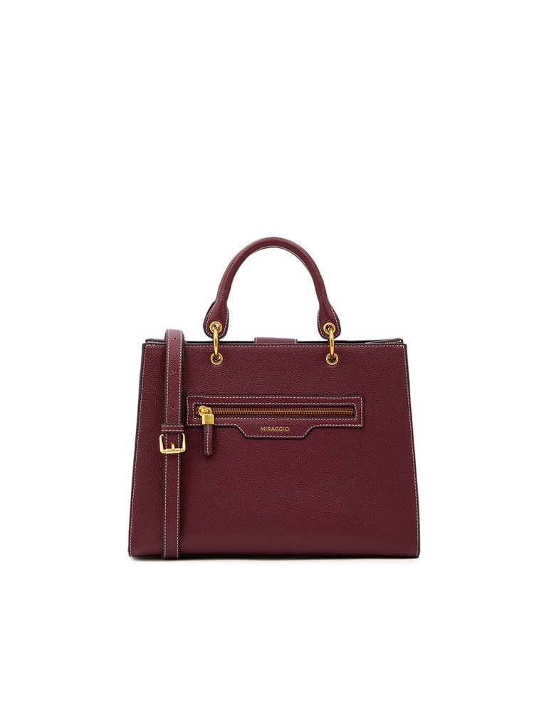 MIRAGGIO Women Maroon Shelby Satchel (L)