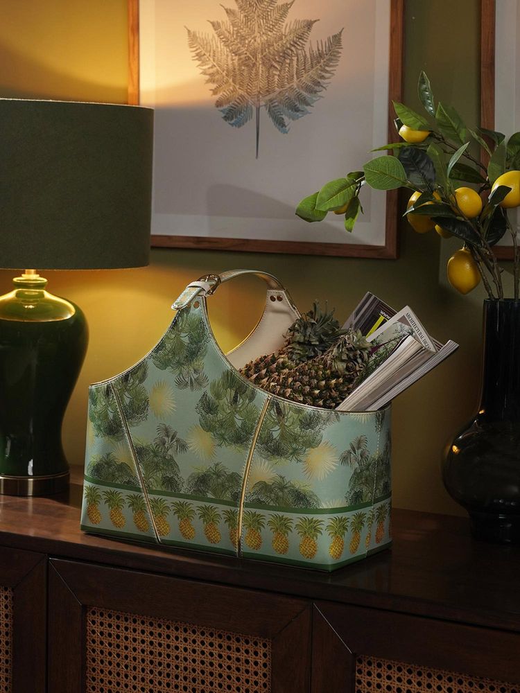 Pure Home + Living Green Como Printed Faux Leather Magazine Basket-image-36