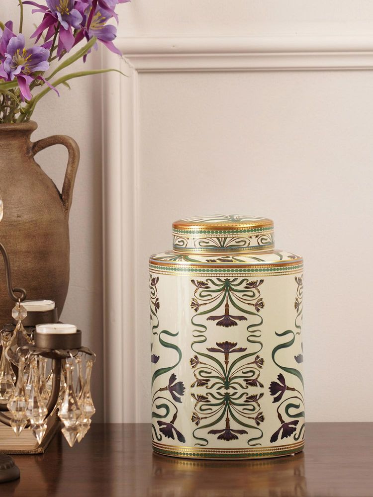 Pure Home + Living Ivory Printed Ceramic Canister-image-37