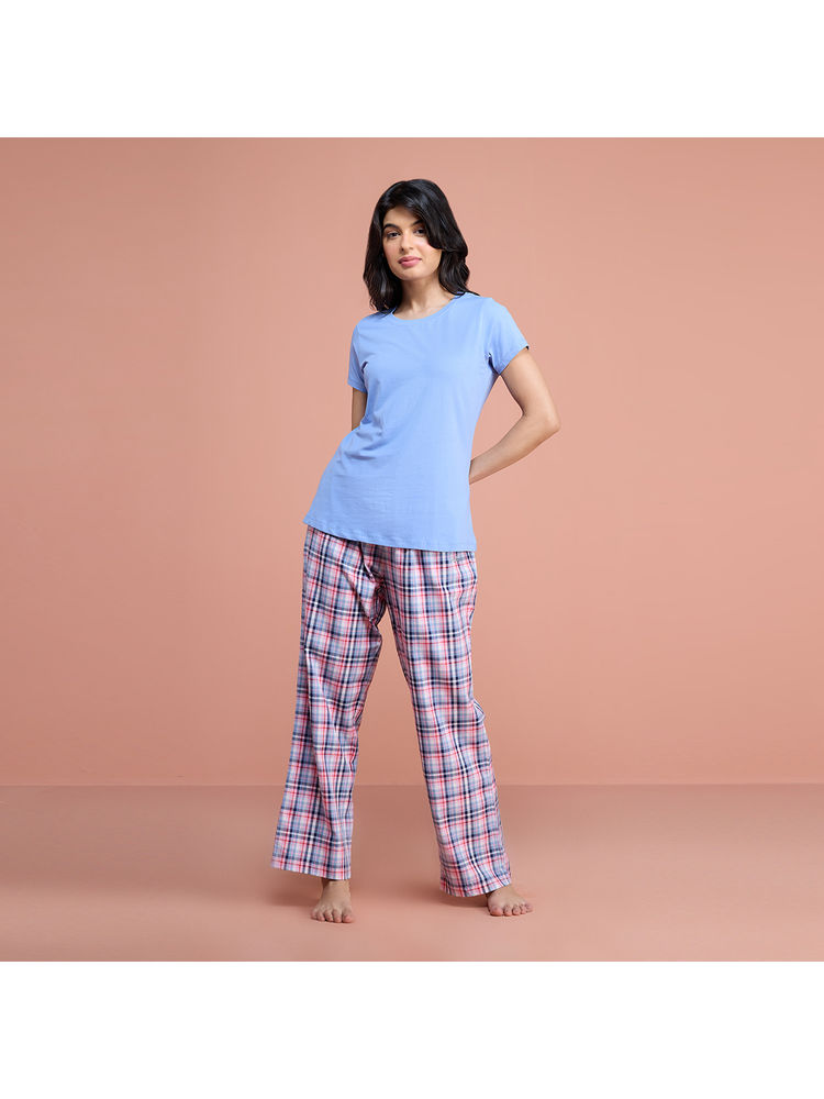 Nykd by Nykaa Cotton Plaid Pajama - Nys141 - Lavender Plaid-picture-23