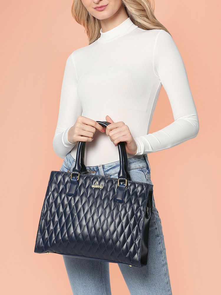 Lavie Stitch Shelly Women's Large Satchel (Navy) (L)-image-6