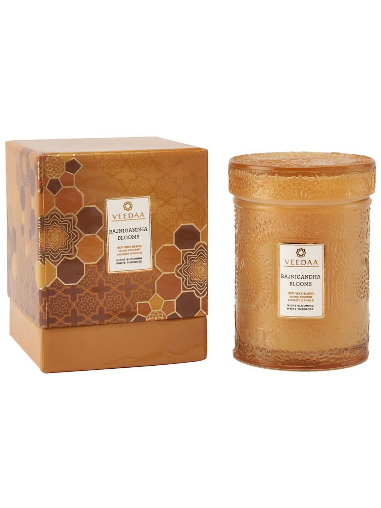 Veedaa Candles Rajnigandha Blooms Mandala Glass Scented Candle-picture-7