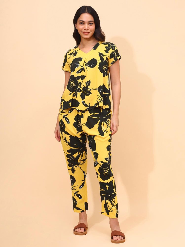 YELLOW BLOOM Floral Dust Top with Pajama-image-35