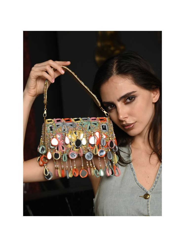 Odette Multicolour Tassels Embellished Handbag-picture-31