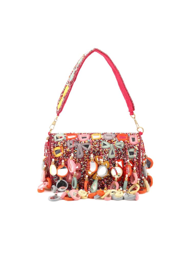 Odette Multicolour Tassels Embellished Handbag-image-15