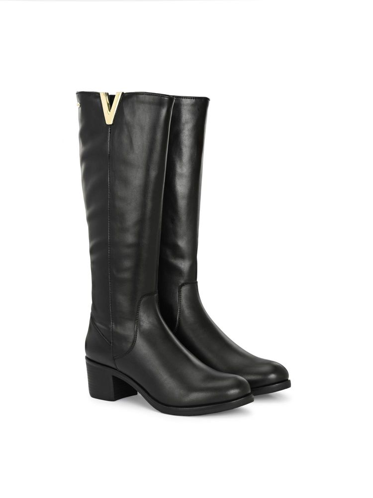 Delize Black Women Knee High Casual Boots-image-25