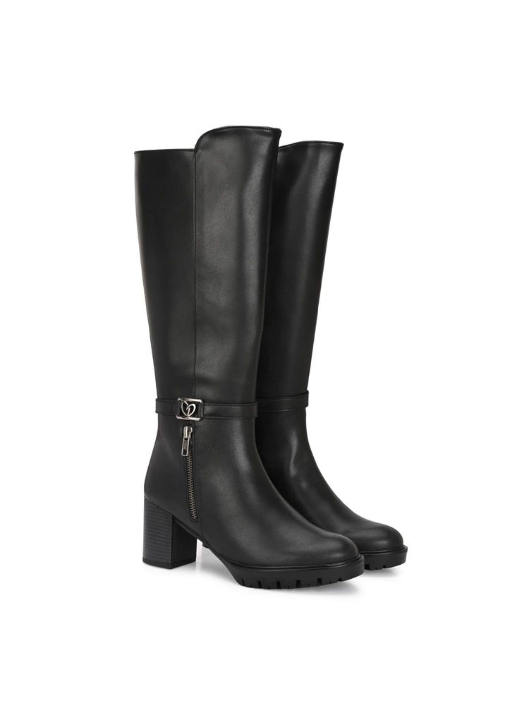 Delize Black Women High Heel Casual Boots-picture-26