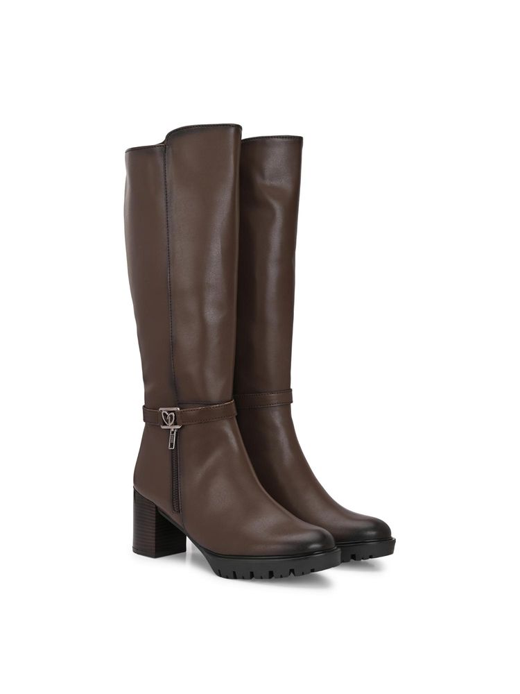 Delize Brown Women High Heel Casual Boots-picture-13