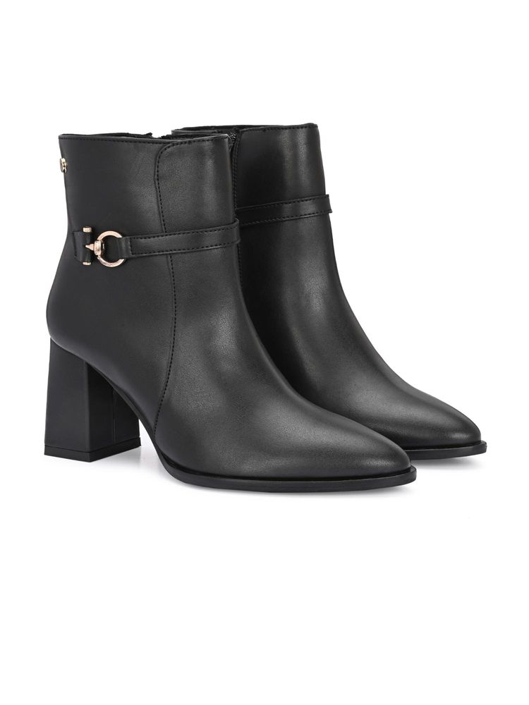 Delize Black Women High Heel Casual Boots-picture-23
