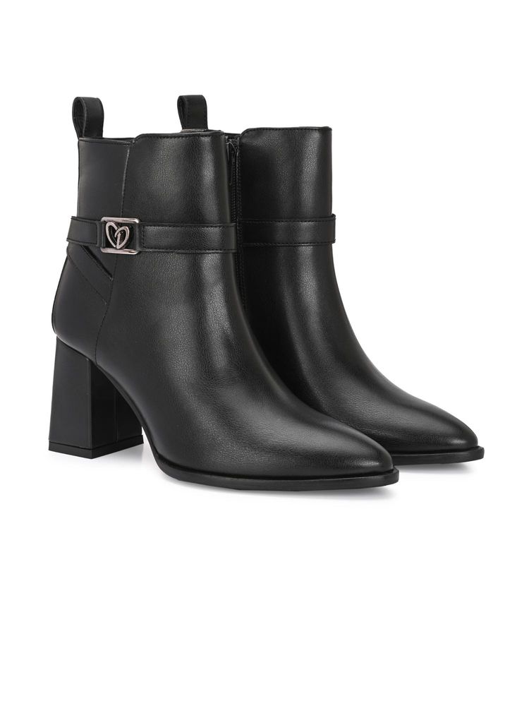 Delize Black Women High Heel Casual Boots-picture-18
