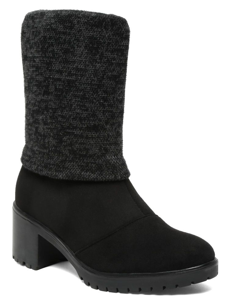 Flat n Heels Women Black Casual Boots-picture-11