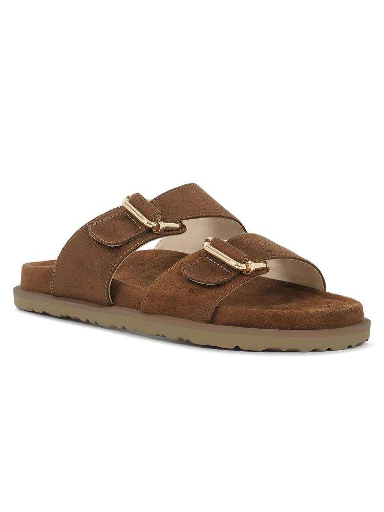 London Rag Women Tan Microfiber Buckle Detail Sandals-picture-20