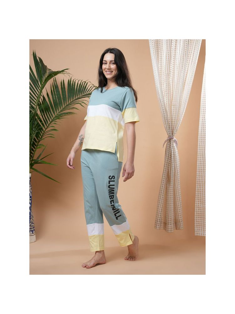 Slumber Jill Color Block Active Co-Ords In 100% Cotton (Set of 2)