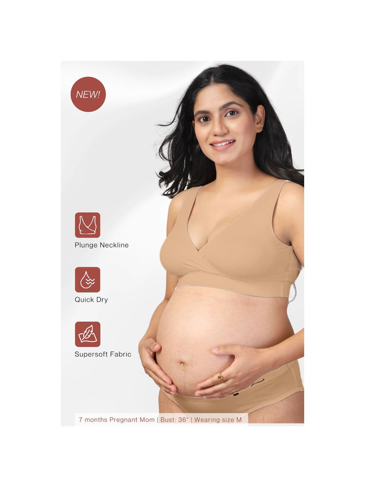 Zelena Beige Non-Wired Maternity Padded Nursing Bra-picture-18