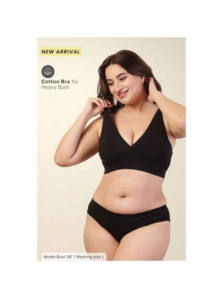 Zelena Black Non-Wired Maternity Nursing Bra with Adjuster-image-14