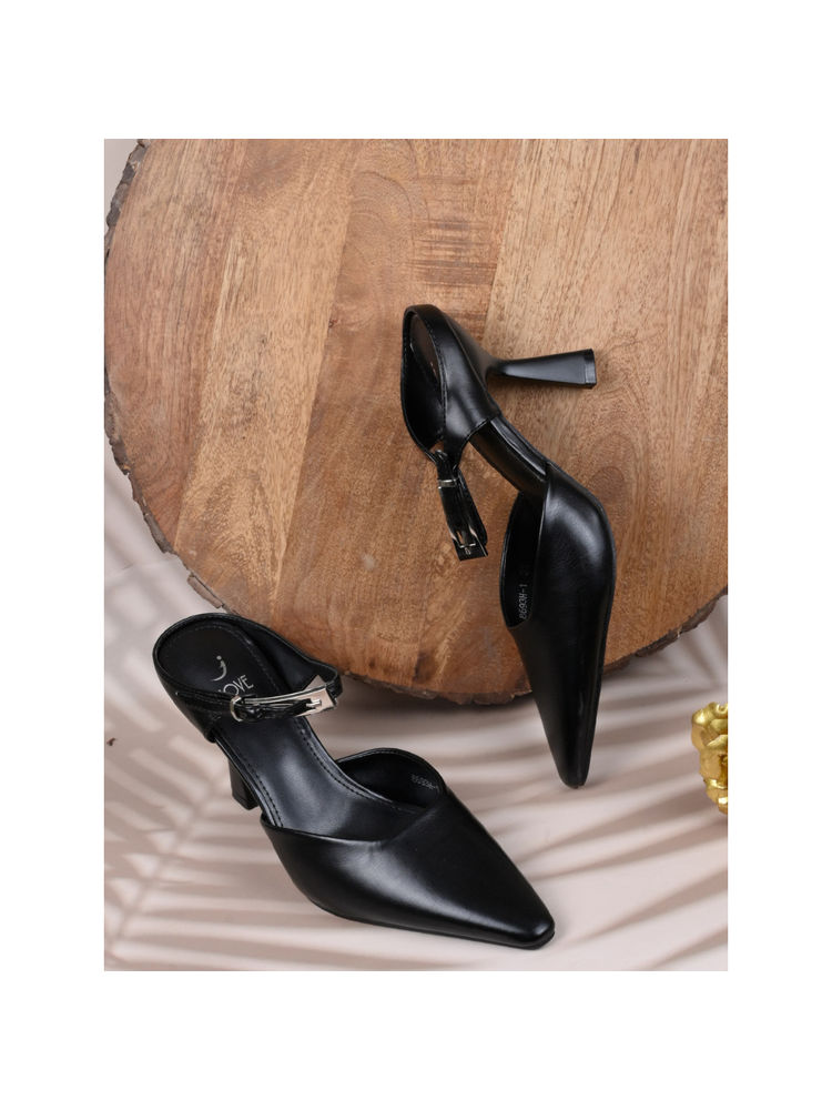 Jove Women Black Solid Sandal Heels-image-15