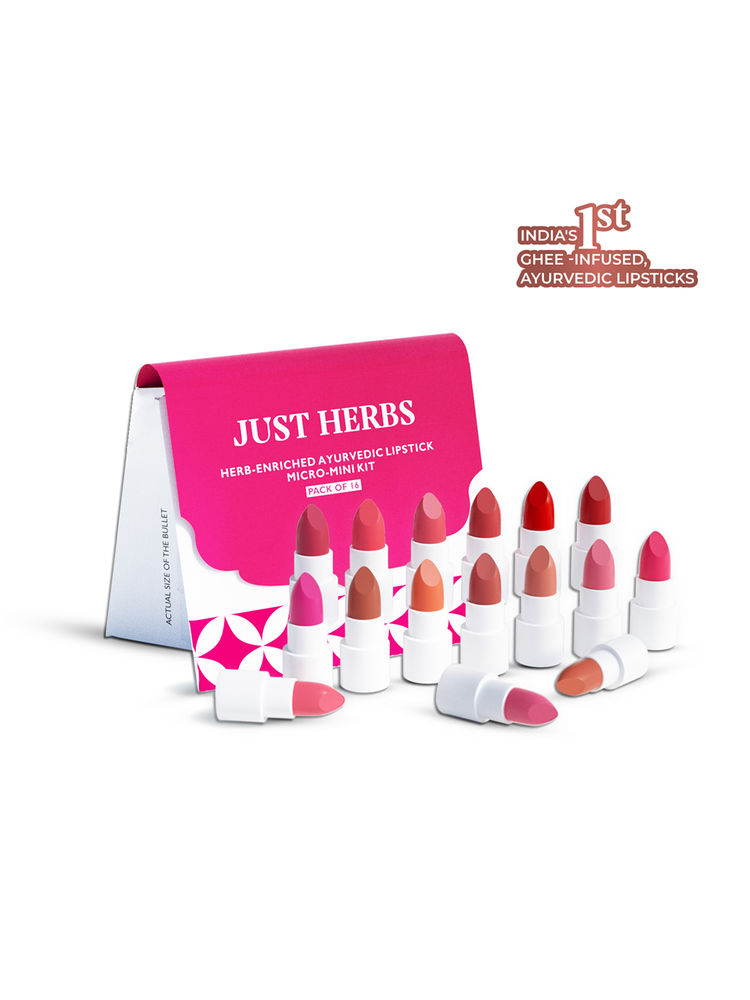 Just Herbs Ayurvedic Lipstick Kit, Matte Finish, Long-lasting & Weightless - Pack of 16-picture-5