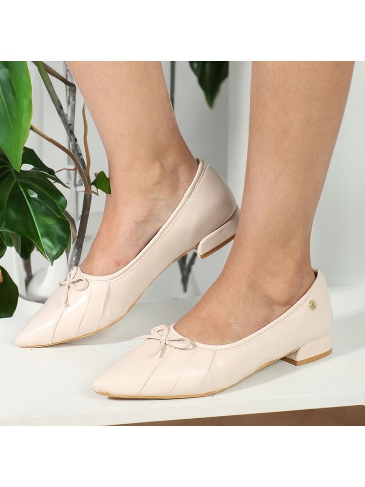 ELLE Cream Slip On Pointed Toe Women Pump Heels-picture-17