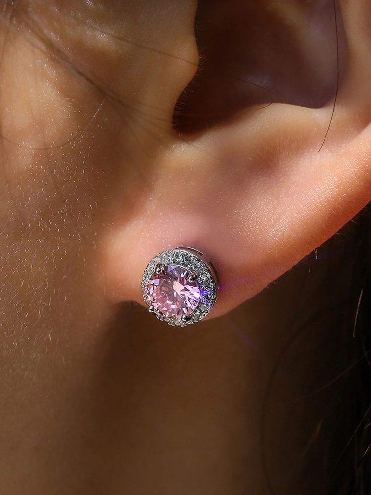 Peora Silver Plated American Diamond Studded Stud Earrings-image-33