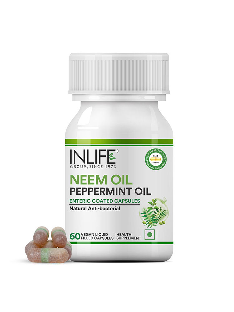 Inlife Neem Oil With Peppermint Oil For Digestive Health & Skin, Hair Care Supplement Capsules-picture-13