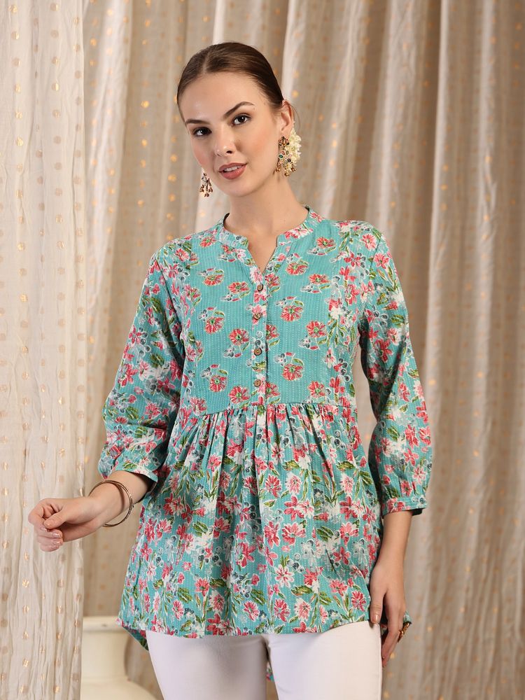 Zelena Cotton Maternity Peplum Top - Zipless Feeding With Pockets - Mint-picture-23
