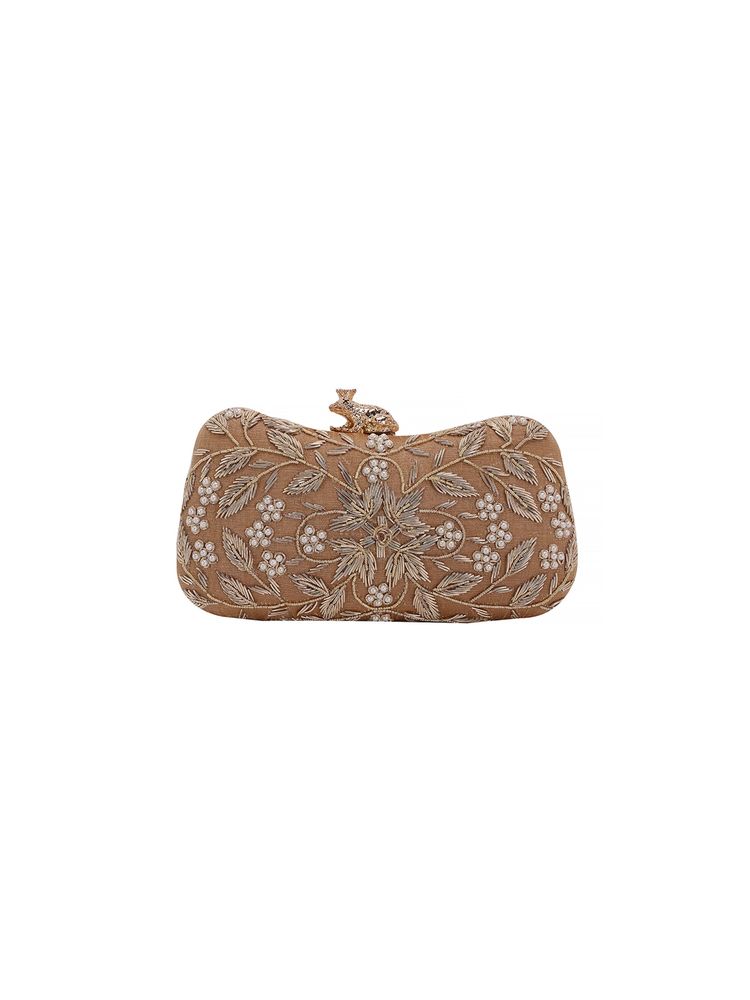 SWISNI Golden Color Embellished Box Clutches For Womens-picture-46