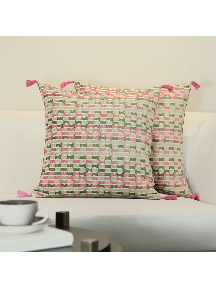 GM Tatami Lipstick Color Jacquard 2 Pieces Cushion Covers-image-0