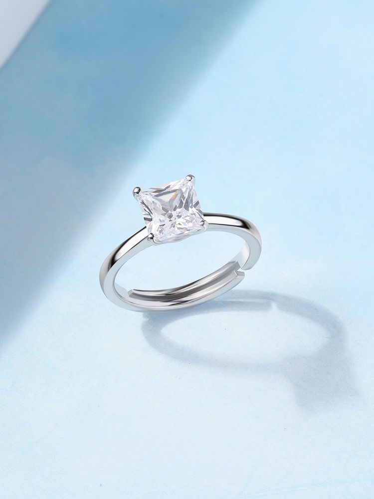 Ornate Jewels Women 925 Silver American Diamond Crystal Clarity Adjustable Ring-image-20