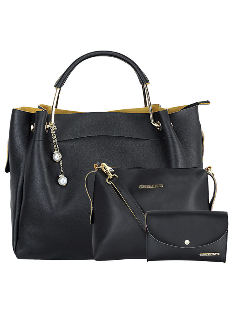 Bagsy Malone Black Women Tote Combo Set Of 3