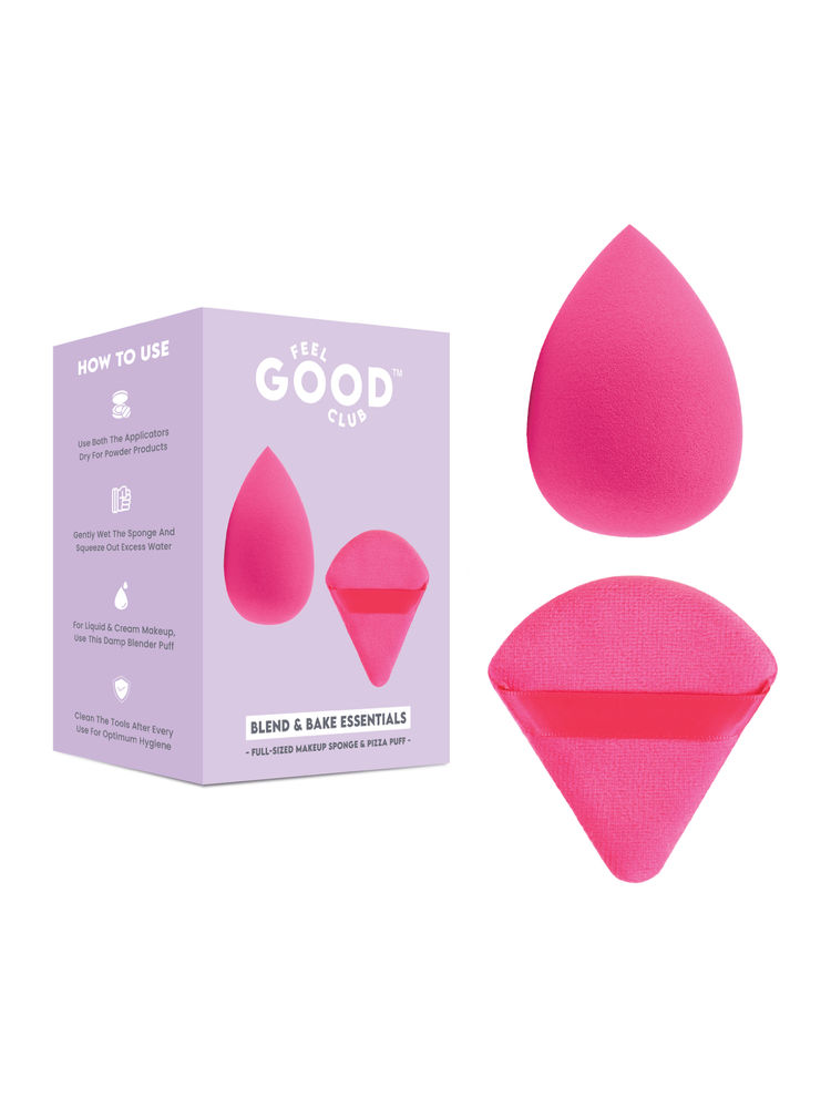 Feel Good Club Blend & Bake Essentials - Mixed Colour Makeup Sponge And Pizza Powder Beauty Puff Set