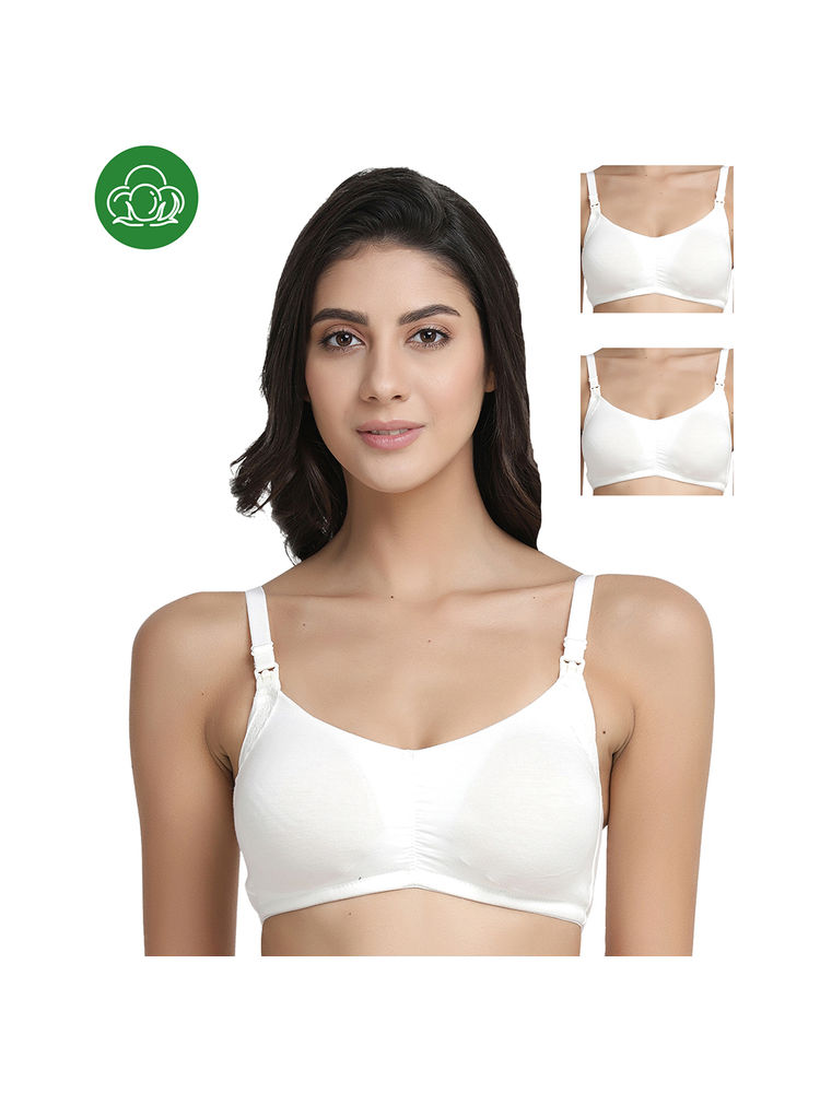 Inner Sense Organic Antimicrobial Soft Feeding Bra with Removable Pads Pack of 3 - White-picture-22