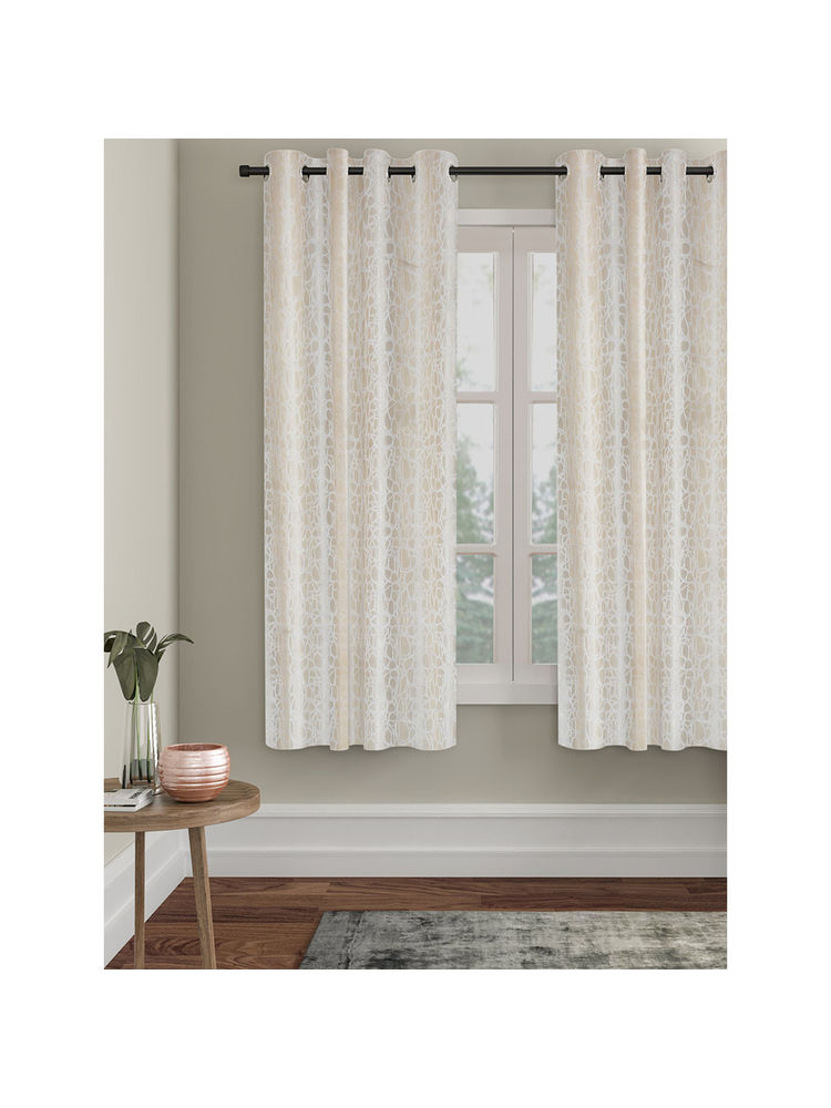 HOSTA HOMES Abstract Polyester Cream Window Curtain-picture-32