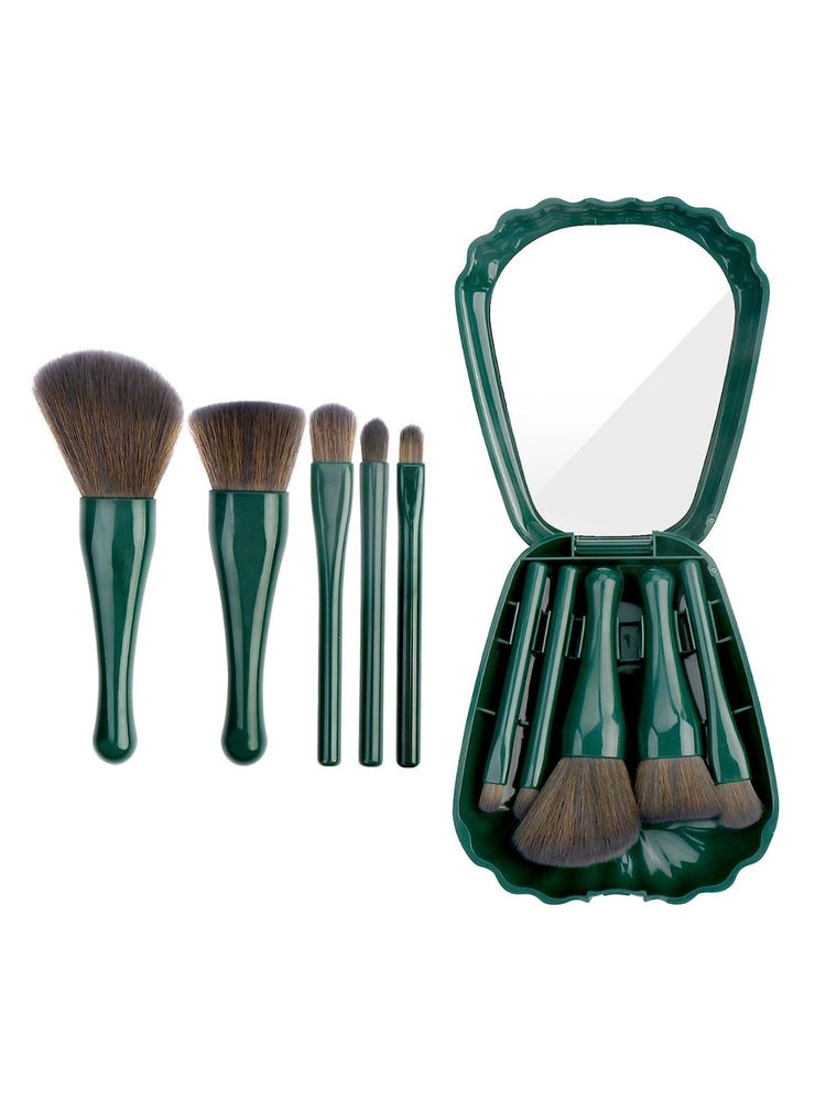 Matra 5-In-1 Mini Makeup Brush Set Mirror Case Shell Shape Travel Cosmetic Kit-image-33